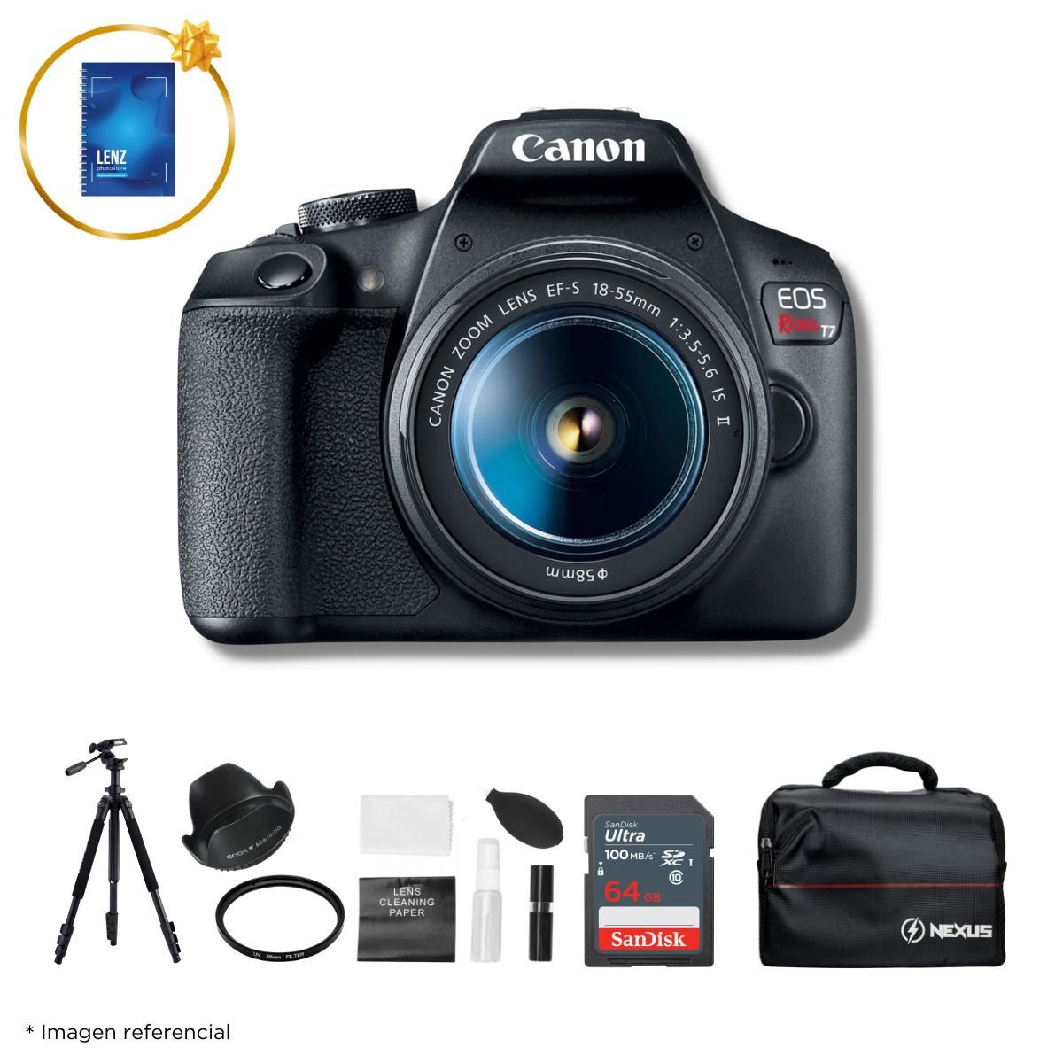 Cámara Canon EOS T7 EF-S 18-55mm f/3.5-5.6 IS II + Kit Ultimate